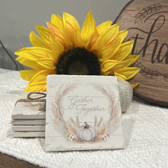 Pumpkin Fall Drink Coasters “Gather Together” fall decor - Picture 8 of 8